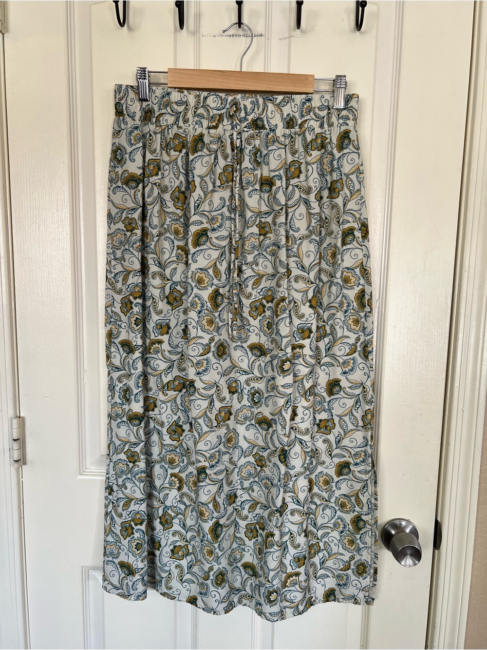 AGB Paisley Floral Drawstring Midi Skirt Boho  Size L